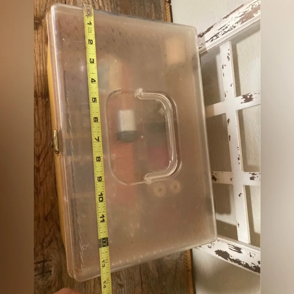 Vintage Wil-hold Sewing Box Yellow Storage Case with Clear Lid